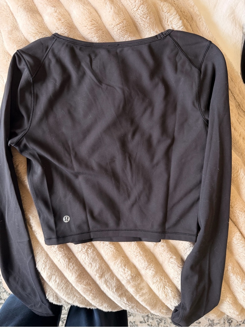 lululemon Wunder Train Cropped Black Long-Sleeve Top